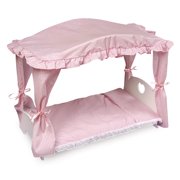 Badger Basket Canopy Doll Bed with Bedding - White/Pink - Fits American Girl, My Life As & Most 18" Dolls