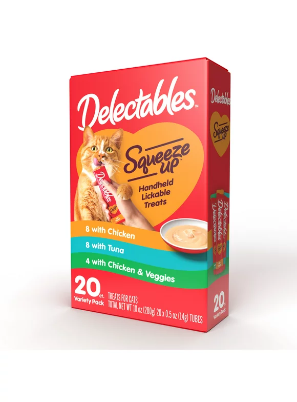 Delectables Squeeze Up Tuna, Chicken & Vegetables Flavor Topper for Cat, 0.5 oz. (20 Count)