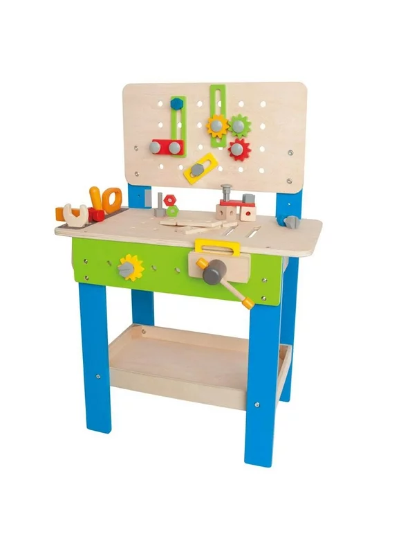 Hape Wooden Child Master Tool & Workbench Pretend Play Builder Set, Kids 3+