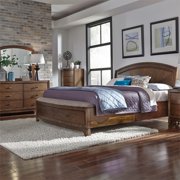 Pebble Brown Finish Queen Storage Bed Set 4 Pcs 705-BR-QPBSDMC Liberty Furniture