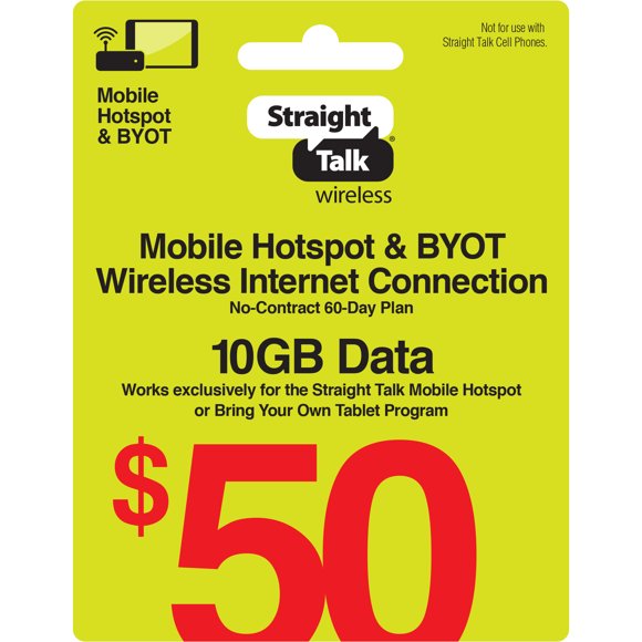 Straight Talk $50 Mobile Hotspot 10GB of Data 60-Day Plan e-PIN Top Up (Email Delivery)