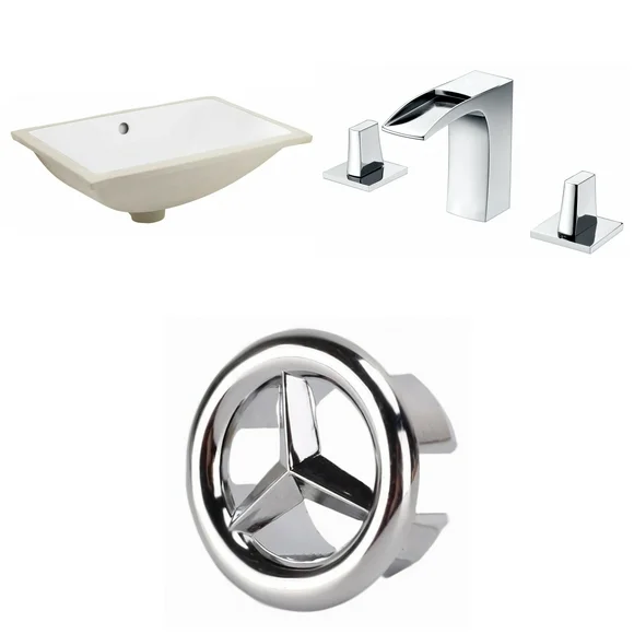 20.75-in. W Rectangle Undermount Sink Set In White - Chrome Hardware