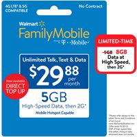 DX Daily Store Family Mobile $29.88 Unlimited Monthly Plan (4GB at high speed, then 2G*) w Mobile Hotspot Capable (Email Delivery)