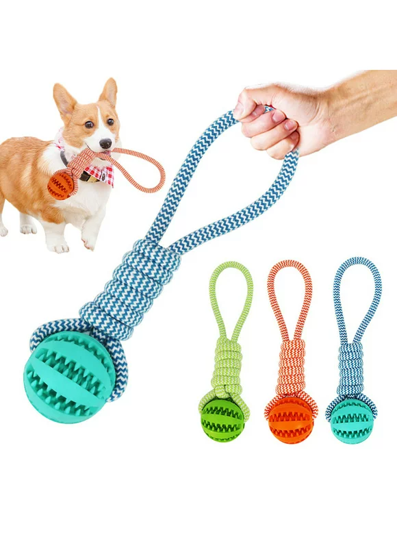 Yesbay Pet Dog Puppy Cotton Rope Leakage Food Ball Molar Bite Resistant Chew Play Toy