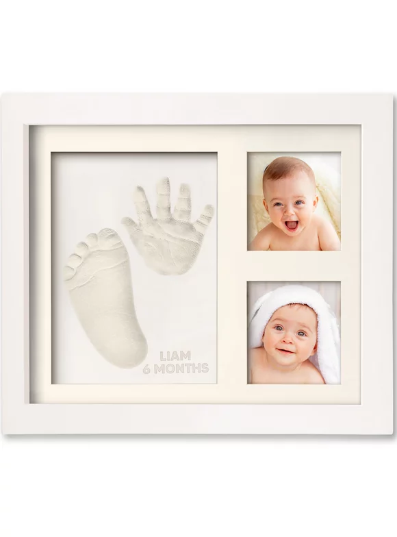 KeaBabies Baby Handprint and Footprint Keepsake Kit Baby Picture Frame, 11" x 8" (Alpine White)