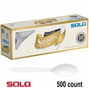 Solo Heavyweight Plastic Cutlery, Spoons, White, 6 in, 500 Spoons