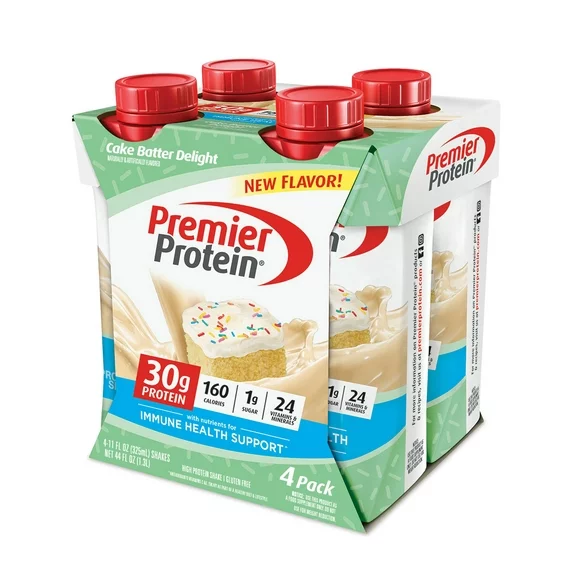 Premier Protein Shake, Cake Batter Delight, 30g Protein, 11 Fl Oz, 4 Ct