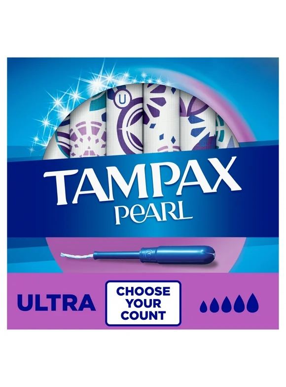 Tampax Pearl Tampons Ultra Absorbency with LeakGuard Braid, 45 Count