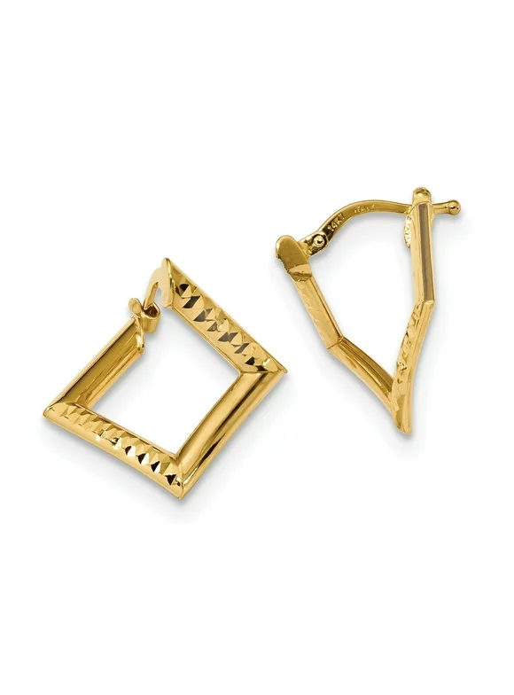 Versil 14K Yellow Gold Polished Twisted Square Hoop Earrings by