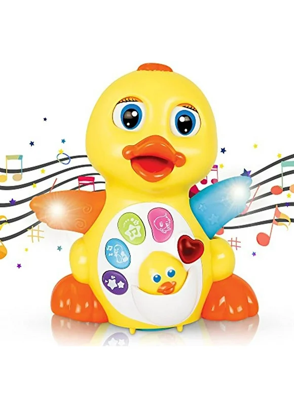 CifToys Musical Duck Toy Walking Flapping Dancing Duck Toys for 3 2 1 Year Old Gifts Toddler Toys Dancing Singing Electronic Duck Toy with Lights and Adjustable Sound