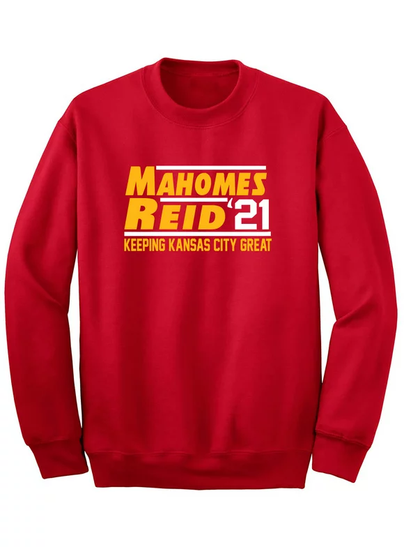 RED Kansas City Patrick Mahomes Andy Reid 21 Champs Crew Neck Sweatshirt ADULT