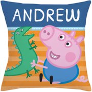 Personalized Peppa Pig Throw Pillow - George And Mr. Dinosaur