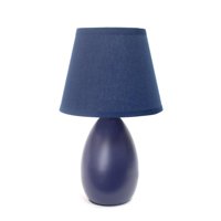 Simple Designs Mini Egg Oval Ceramic Table Lamp, Dark Blue