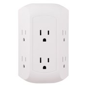 GE Pro Side-Access 6 Outlet Surge Protector, White Wall Tap Adapter