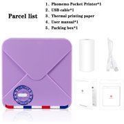 Phomemo M02S Photo Printer Mini Portable Thermal Sticker Pocket Printer Bluetooth WirelessHand Held 300 DPI Phomemo Printer Compatible with Android&IOS 3Paper Sizes printer Purple printer