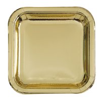 Square Gold Foil Paper Dessert Plates, 7in, 10ct