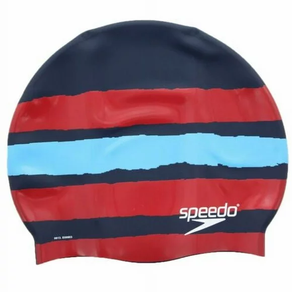 Speedo Silicone 'Flash Forward' Swim Cap, Navy/Red
