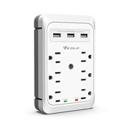 Vicoup Vicoup Multi Outlet Extender, Multiple Outlet Wall Plug Surge Protector 1080J With 3 Usb Ports (Smart 3.4A Total), Usb Outlet Adapter Splitter For Home And Office, Dorm Essentials Headphones