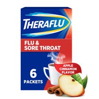 Theraflu Cold, Flu and Sore Throat Relief Powder, Apple Cinnamon, 6 Packets