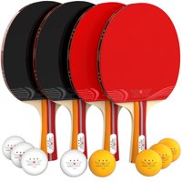 NIBIRU SPORT Ping Pong Paddle Set, 4 Paddles, 8 Table Tennis Balls, Storage Bag
