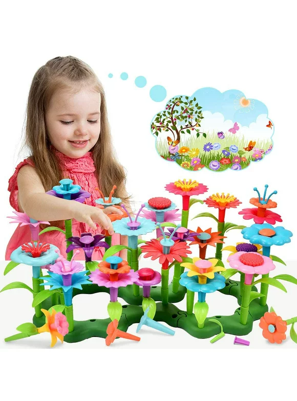 Flower Garden Building Toy Set for 3, 4, 5, 6 Year Old Girls, STEM Educational Activity Toys and Girls Birthday Gift for Age 3+ yr Toddlers and Kids( 52 Pcs )