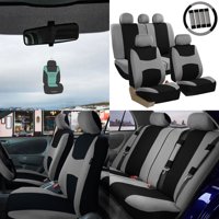 FH Group Light & Breezy Full Set Seat Covers with Steering Wheel Cover and Seat Belt Pads with bonus Air Freshener