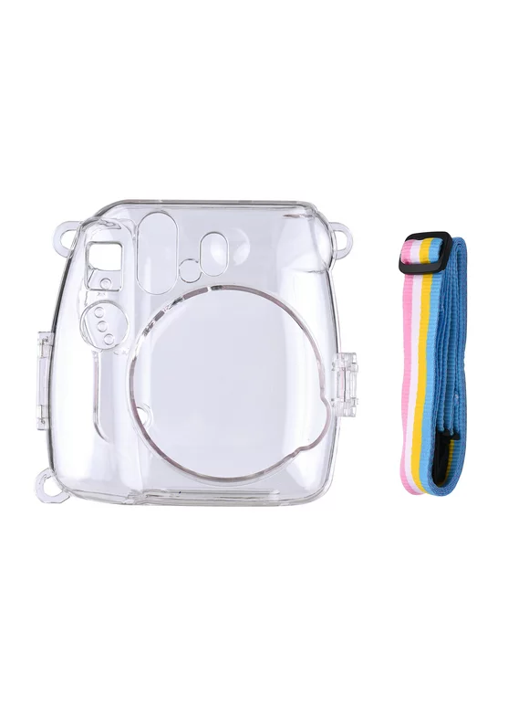 Instant Camera Transparent Protection Case with Rainbow Lanyard Replacement for Fujifilm Instax Mini 8/9