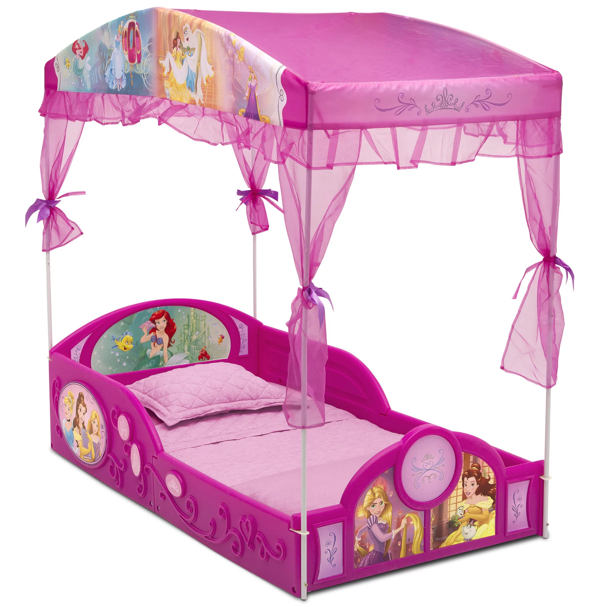 Disney Princess Kids Plastic Storage Toddler Bed, Pink