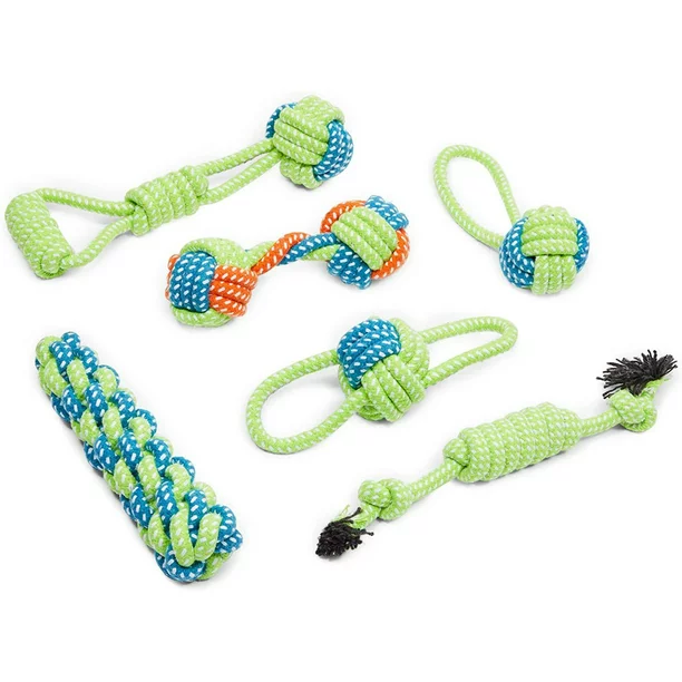 6 Pack Durable Dog Rope Fetch & Chew Toys for Aggressive Chewers, Large Pets, Assorted Designs