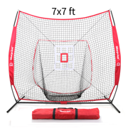 Morpilot 6pc Baseball/Softball Bundle | 7x7 Hitting Net | Strike Zone Target | Carry Bag | Practice Batting, Pitching, Catching | Backstop Screen Equipment Training Aids