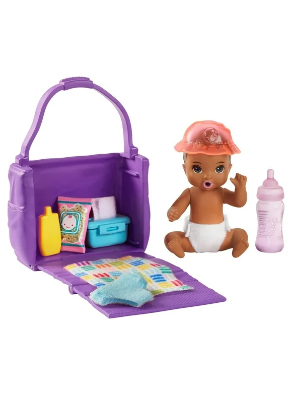 Barbie Skipper Babysitters Inc. Feeding And Changing Playset With Color-Change Baby Doll, Diaper Bag And Accessories