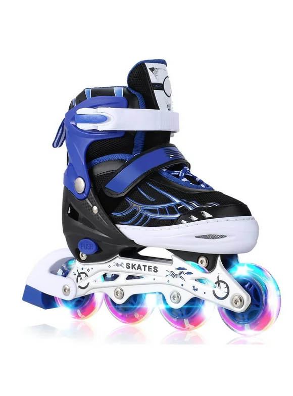 V.I.P. Unisex Inline Skate Roller Children Tracer Adjustable Inline Skate with LED Flashing Wheels Adjustable Junior Size - 12 to 8