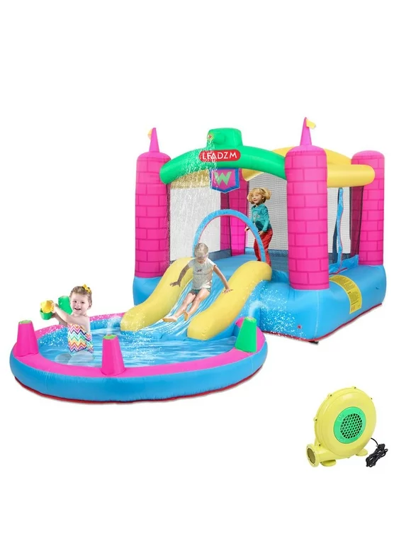 UBesGoo Inflatable Bounce House Tank Jumper Slide Water Kids Castle + Blower + Carry Bag
