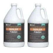 Essential Values 2 Gallon Concrete Sealer (Covers 3000 Sq Ft) - an Excellent Clear & Wet Sealant Designed for Indoor/Outdoor Stone Surfaces - Perfect for Concrete | Driveways | Garages