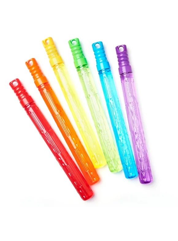 Play Day Bubble Maker Stick Toy with 30 Ounce Bubble Solution, 6 Pack, Multiple Colors