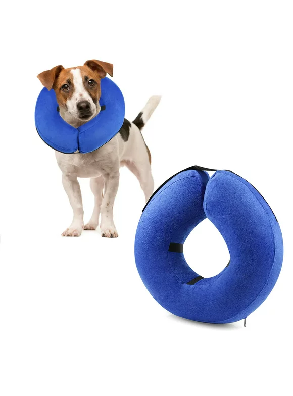 Protective Inflatable Cone Collar for Dogs and Cats, Adjustable Soft Pet Recovery E-Collar, Not Block Vision E-Collar