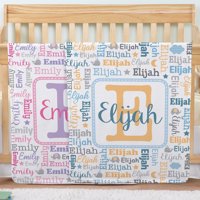 Personalized collage name blanket - blue