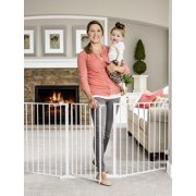 Regalo Open Area Baby Gate in White, up to 76" with Walk Through Door