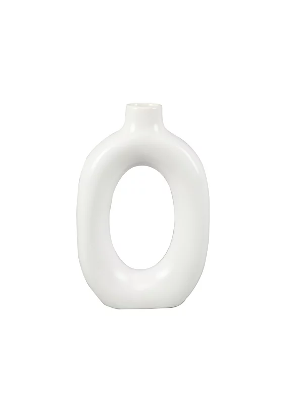 Mainstays 8" Circular Ceramic White Donut Vase