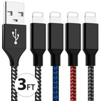 iPhone Charger Cable, Borz 3FT Nylon Braided Lightning Charger Cable Charging Cord USB Cable Compatible with iPhone 11 Pro Max XS XR X 8 7 6S 6 Plus SE 5S 5C 5 iPad iPod