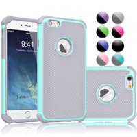 iPhone 6S Plus Case,iPhone 6 Plus Case, Njjex [Turquoise/Grey] Rugged Rubber Double Layer Plastic Scratch Resistant Hard Case Cover For iPhone 6S Plus / 6 Plus 5.5 Inch