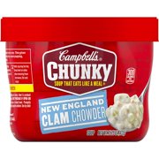 Campbells Chunky New England Clam Chowder Soup Microwavable Bowl, 15.25 oz. (Pack of 8)