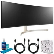 LG 49WL95C-W 49-inch Class 32:9 UltraWide Dual QHD IPS Curved LED Monitor Bundle with Screen Cleaner for LED TVs, 2x 6ft HDMI Cable Black and 6-Outlet Surge Adapter with Night Light
