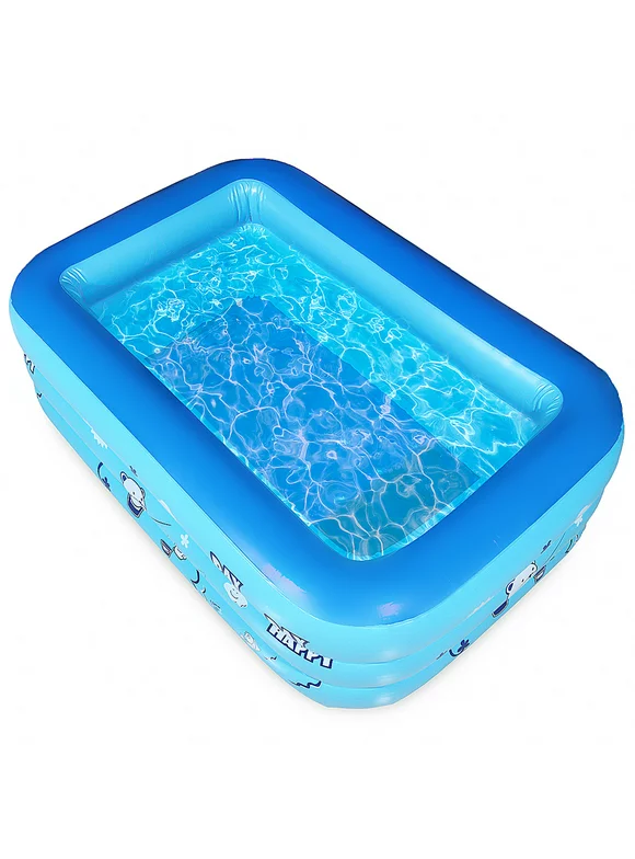 Large 3 Rings Inflatable Family Swimming Pool with Anti-Slip Soft Floor, Home Garden Kids Swim Paddling Pool Bathing Tub for Summer Outdoor Gift for Adults Kids