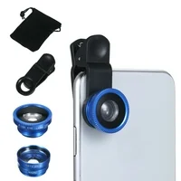 Abody Mobile Phone 3 in 1 Camera Lens Kit Clip-on Phone Lens Kit 180° Fisheye Lens & 0.67X Wide Angle Lens & Macro Lens with Clip Pouch Compatible with iOS Android Phones