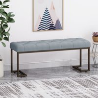 Noble House Vincenzo Modern Fabric Bench, Dusty Blue, Bronze