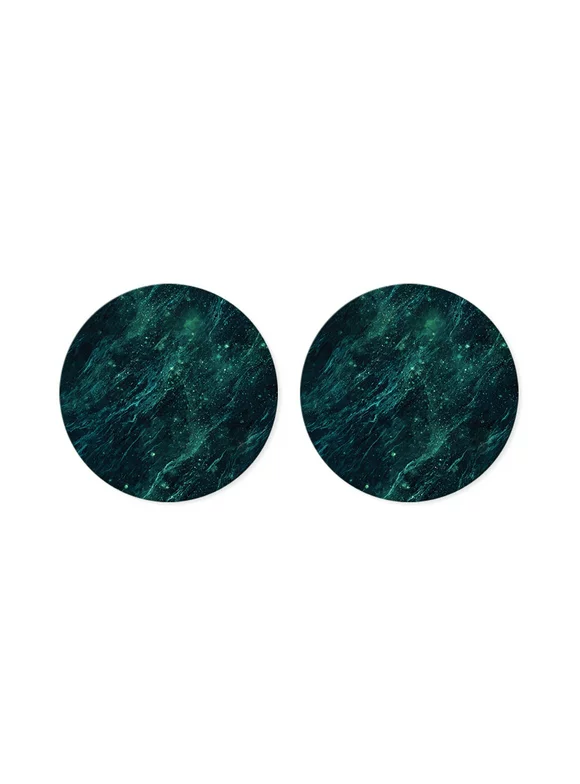 FINCIBO Round Screen Cleaner (5cm) Microfiber Sticker with Design for Smartphones, Tablets, iPad, Camera Lens, Computers, Laptop Screens - Set of 2pcs Green Marble