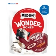 Milk-Bone Wonder Bones Triple Layers Dog Treats, Long-Lasting, Small/Medium Chews, 6 count (Various Flavors)