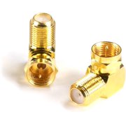 Gold Coaxial Cable Right Angle Connector | 4 Pack | for Tight Corners and Flat Panel TV Mounting - 90 degree F Type Adapter for Coax Cable and Wall Plates