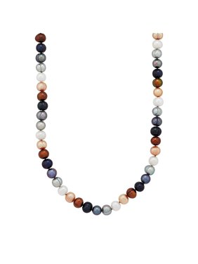 Women's Honora 7-8 mm Lynx Ringed Freshwater Cultured Potato Pearl Strand Necklace in Sterling Silver, 36"